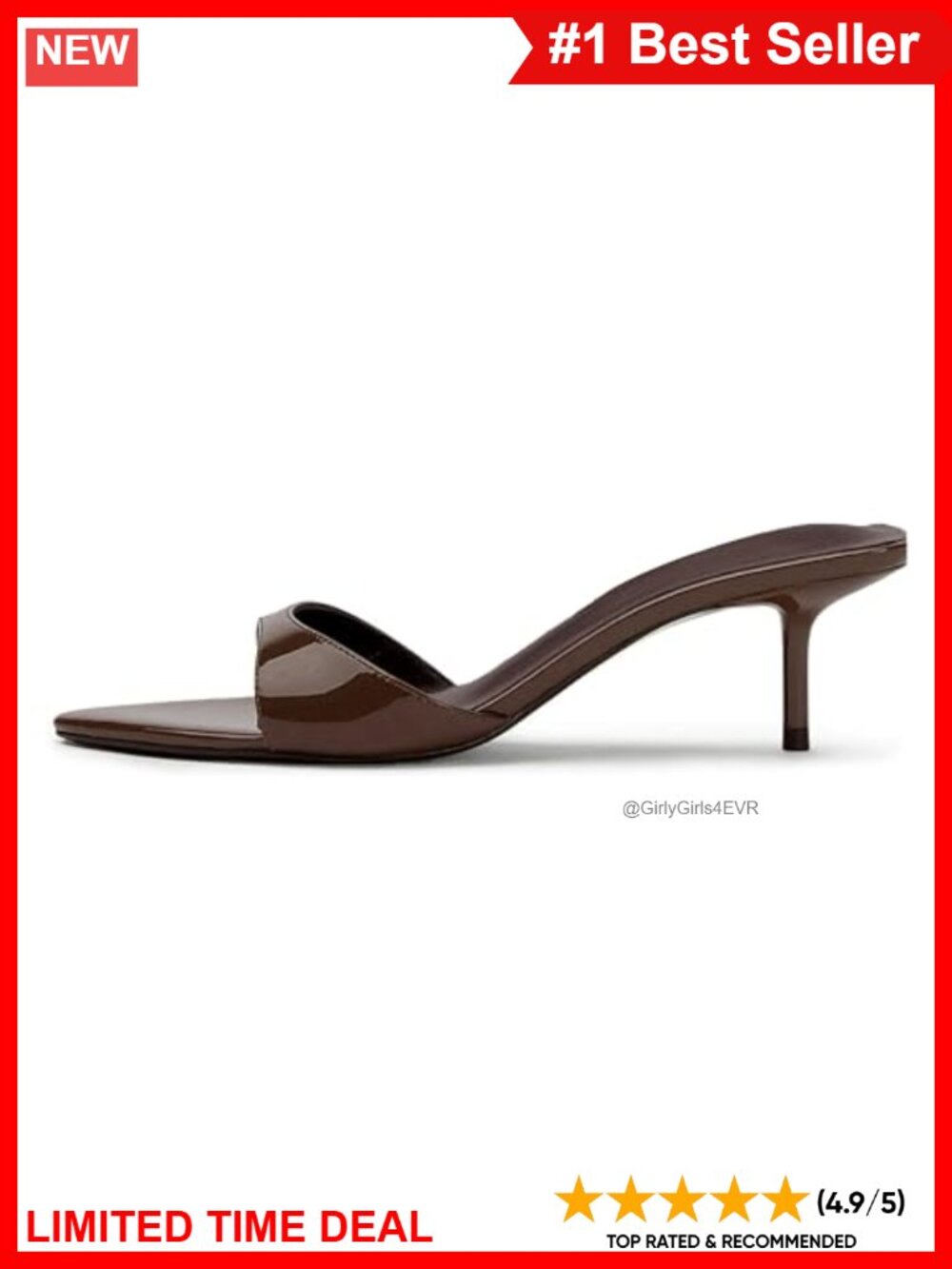 Kitten Heel Mule Sandals Pointed Open Toe Slip On Dress Shoes